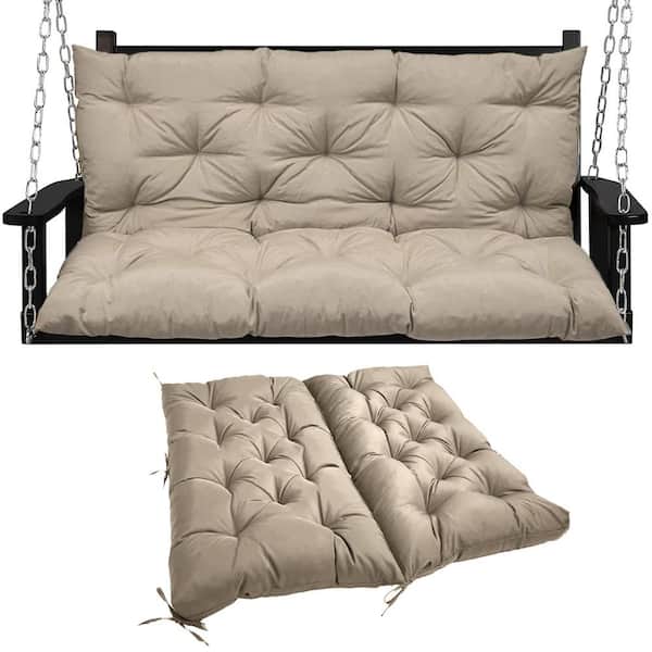 YLLN 40 x 40 in 2-3 Seater Replacement Outdoor Swing Cushions with Back Support, Waterproof Bench Cushion (Khaki)
