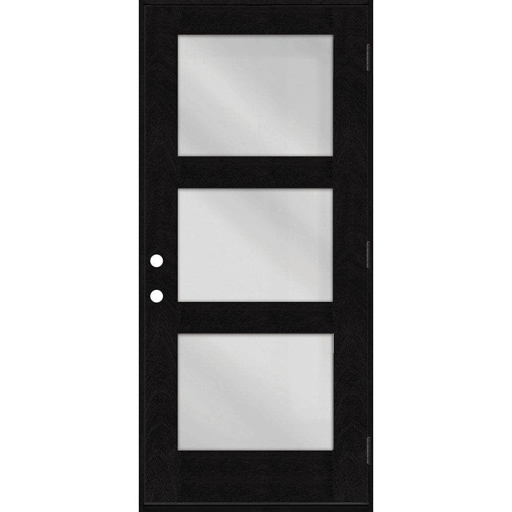 Regency 30 in. x 80 in. Modern 3-Lite Equal Clear Glass LHOS Onyx Stain Mahogany Fiberglass Prehung Front Door price history on PriceWatchPro