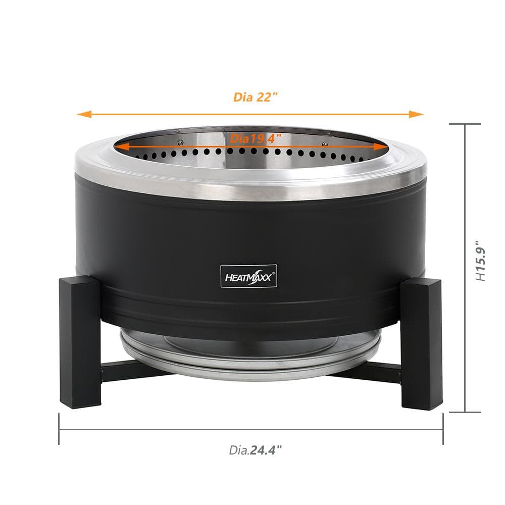 Black Circular Wood-Burning Free-Standing Fire Pit with Ash Drawer