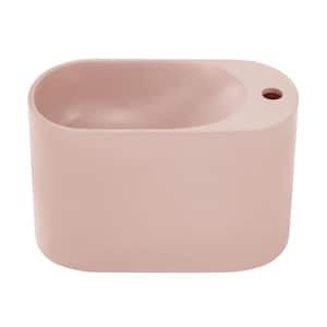 Terre 17.5 in. Right Side Faucet Wall Mount Bathroom Vessel Sink in Pale Pink