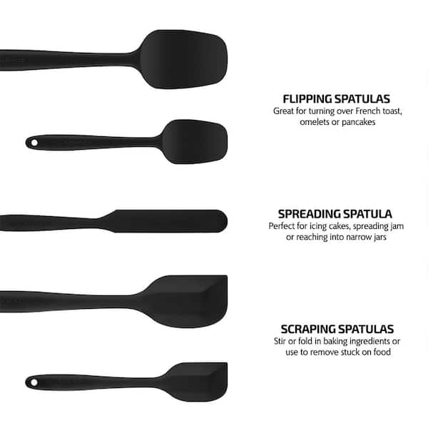 Kaluns Non-Stick Silicone Tip Black Stainless-Steel Tongs and Spatula (Set of 4)