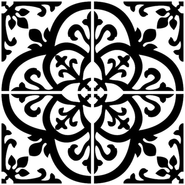InHome Avignon Black 10 in. x 10 in. x 0.025 in. Resin Peel and Stick Tile Sample (0.69 sq. ft./Pack)