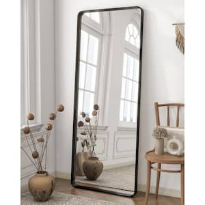 Black 23.6 in. W x 70.8 in. H Rectangular Modern Aluminum Framed Rounded Full Length Mirror