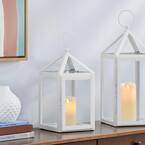 2-Set Home Decorators Collection Modern White Metal Lantern Candle Holder