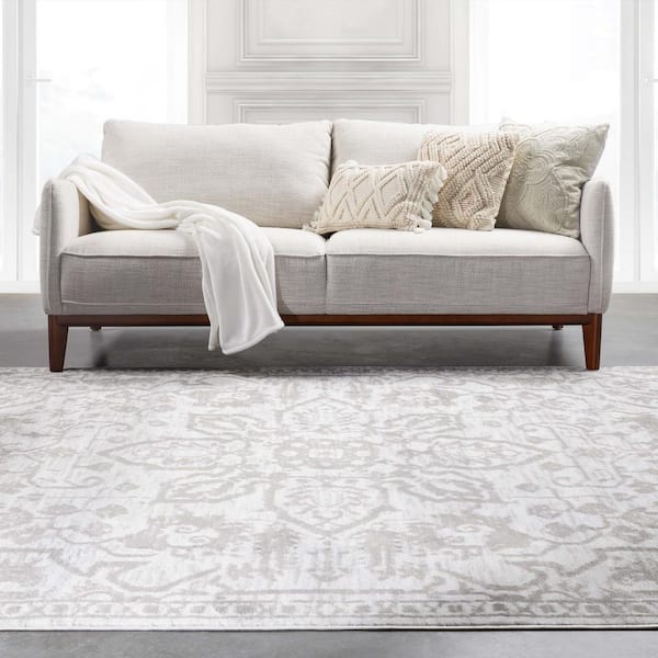 Dazzle Disa Cream Vintage Distressed Medallion Oriental 7 ft. 3 in. x 9 ft. 3 in. Area Rug