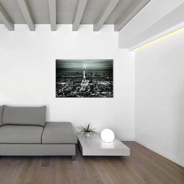 Empire Art Direct 32 in. x 48 in. "Paris Night" Frameless Free Floating Tempered Glass Panel Graphic Wall Art
