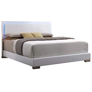 Lorimar (LED) White Wood Frame King Platform Bed with LED light