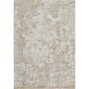 Nomad Beige Cream 4 ft. x 6 ft. Modern Abstract Indoor Area Rug