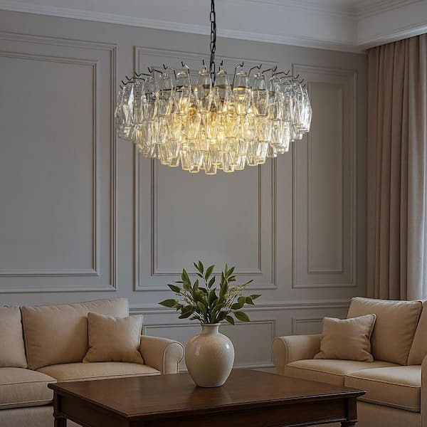 ALOA DECOR W28 in. 6-Light Mid-Century Modern Aged Bronze Round