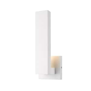 Edge White 12 in Outdoor Hardwired Lantern Wall Sconce with Integrated LED