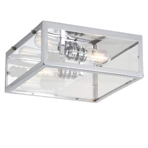Grayson 12 in. Chrome/Clear Metal/Glass LED Flush Mount