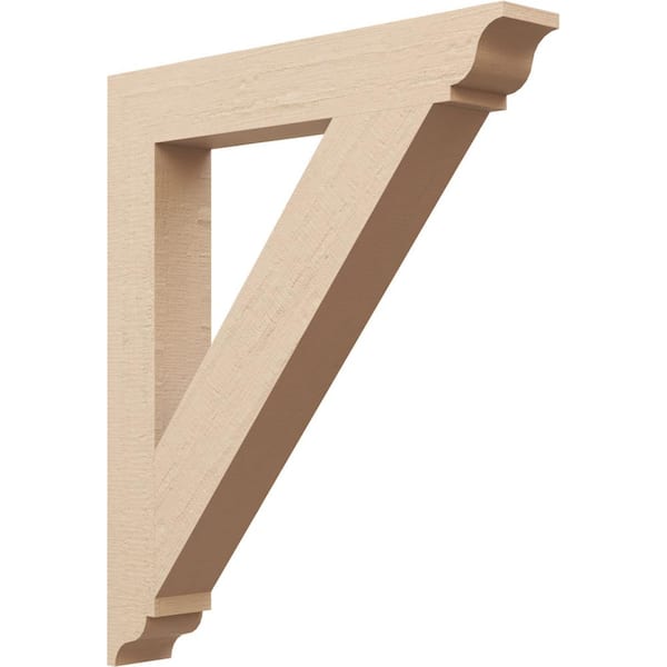 Ekena Millwork 3.5 in. x 28 in. x 24 in. Traditional Traditional Rough Cedar Woodgrain Timberthane Polyurethane Bracket, Primed Tan