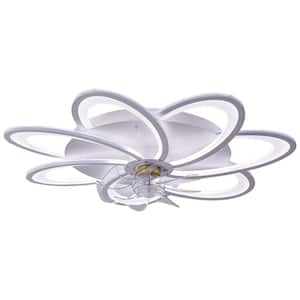 31 in. Indoor White Integrated LED, 7 ABS Blades 6 Gear Wind Speed Ceiling Fan with Dimmable Light, Remote Control