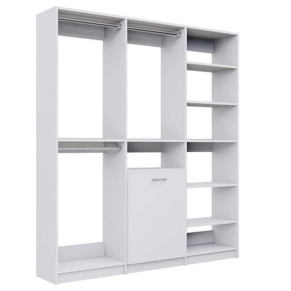Alto Laundry Room 58.5 in. W White Double Hang, Hang with Hamper and Shelf Tower 13-Shelf Wood Closet System