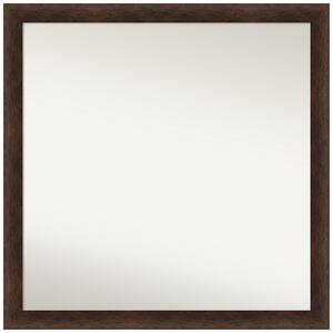 Warm Walnut Narrow 29 in. x 29 in. Non-Beveled Casual Square Wood Framed Bathroom Wall Mirror in Brown