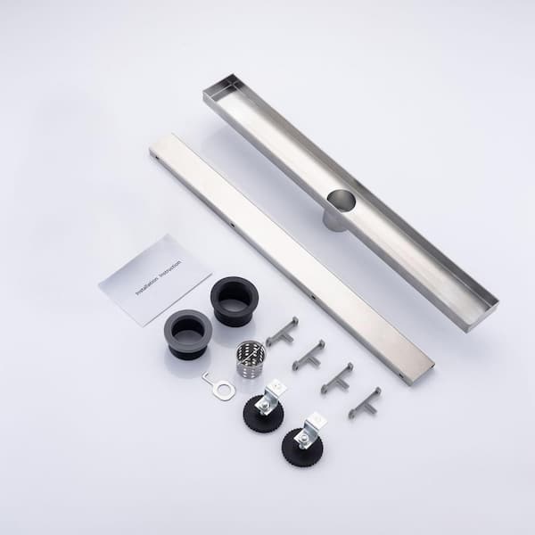 Flynama 24 in. Stainless Steel Linear Shower Drain in Brushed