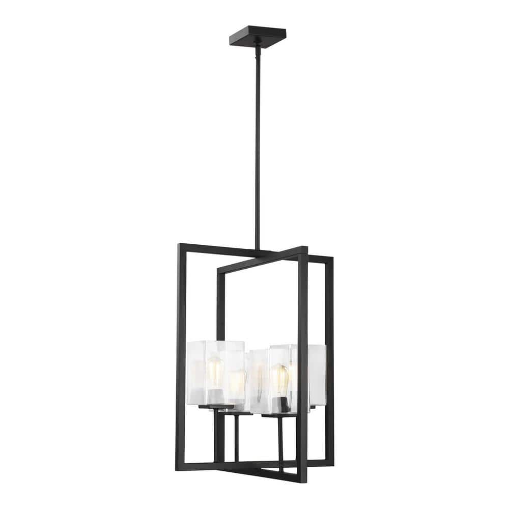 Mitte 4-Light Midnight Black Small Hanging Pendant with Clear Glass Shades price history on PriceWatchPro