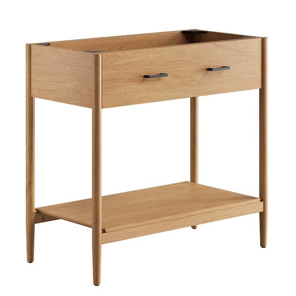 Zaire 36 in. Mid-Century Bath Vanity Cabinet without Top in Natural-Sink Basin Not Included