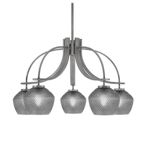 Olympia 16.75 in. 5-Light Graphite Downlight Chandelier Smoke Textured Glass Shade