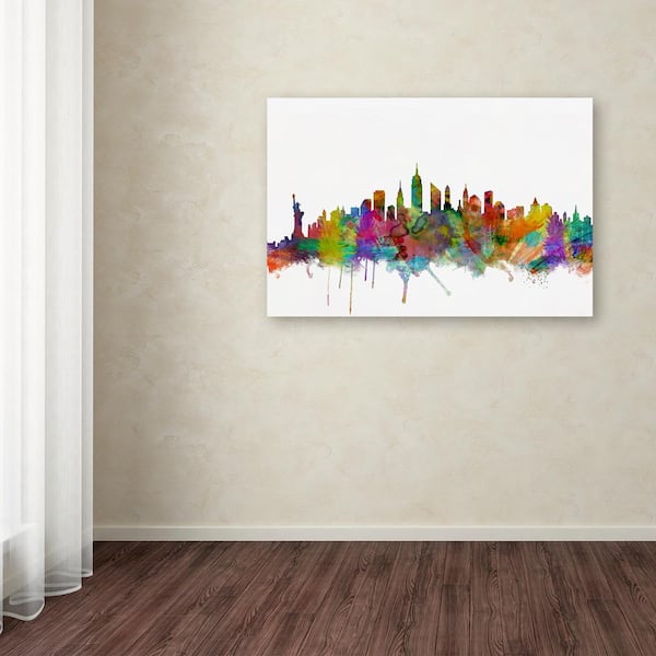 ニュ－ヨ－ク・グラフィティ Trademark Fine Art New York City Skyline Black and White by