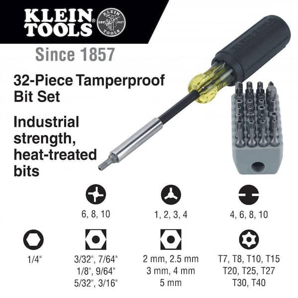 Klein Tools Magnetic Screwdriver with 32 Tamperproof Bits 32510 The Home  Depot