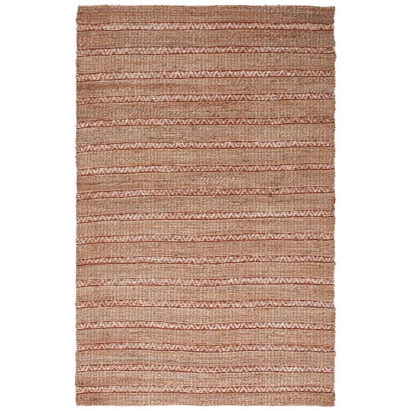 SAFAVIEH Natural Fiber Rust/Beige 5 ft. x 8 ft. Striped Woven Area Rug