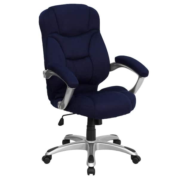Flash Furniture Jessie Fabric High Back Ergonomic Executive Chair in Navy Blue Microfiber with Arms