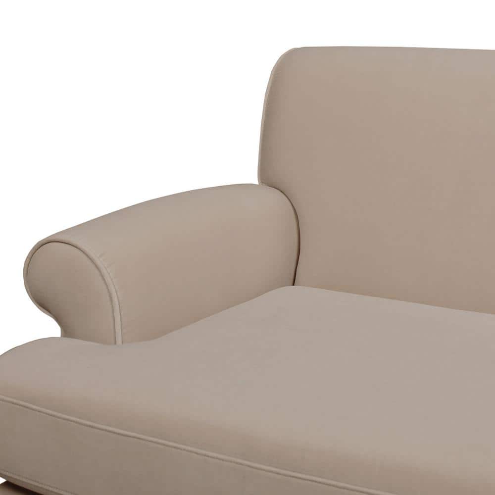 Mink Beige Velvet Lawson Sofa with Rolled Arms