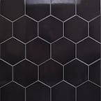Bethlehem Pure Hexagon Dark Gray 5.9 in. x 6.96 in. Polished Ceramic Wall Tile (7.96 sq. ft. / Case)