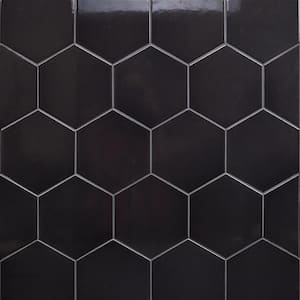 Bethlehem Pure Hexagon Dark Gray 5.9 in. x 6.96 in. Polished Ceramic Wall Tile (7.96 sq. ft. / Case)