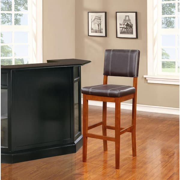 Linon Home Decor Milano Dark Brown Faux Leather Barstool with Padded Seat