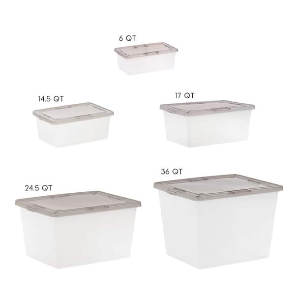 IRIS 24.5 Quart Plastic Storage Bin Tote Organizing Container with Latching  Lid, Clear with Gray Lid, 6 Pack 585104 - The Home Depot