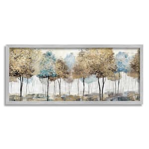 "Rustic Country Orchard Landscape Abstract Tall Trees" by Nan Framed Nature Wall Art Print 10 in. x 24 in.