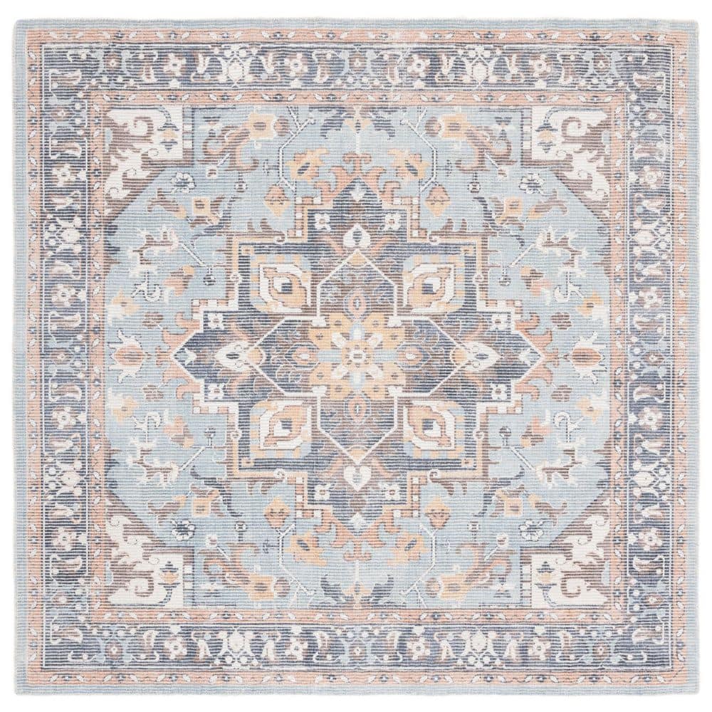 Restoration Vintage 6 ft. x 6 ft. Ivory/Light Blue Ornate Border Square Area Rug price history on PriceWatchPro