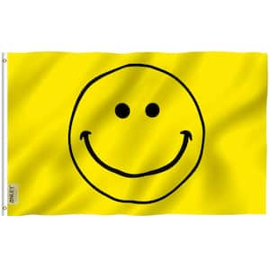 3 ft. x 5 ft. Yellow Happy Face Flag Polyester