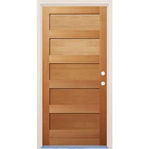 32 in. x 80 in. 5 Panel Shaker Left-Hand/Inswing Unfinished Fir Wood Prehung Front Door