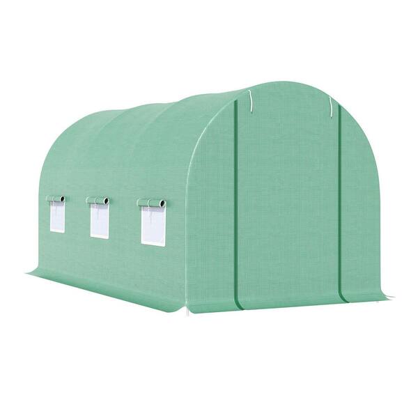 Green 78 in. W x 174 in. D x 78 in. H Walk-in Tunnel Greenhouse, Plant Growing House with Door and Ventilation Window