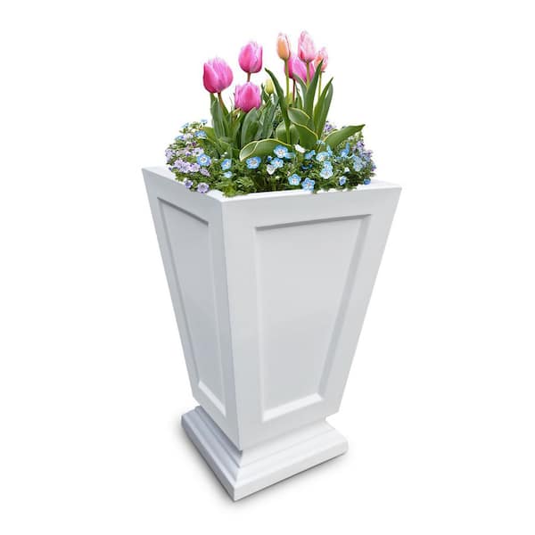 Aberdeen 25 in. Tall Self-Watering White Polyethylene Planter