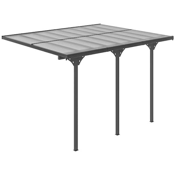 12 ft. x 10 ft. Dark Grey Transparent UV Blocking Awning Gazebos