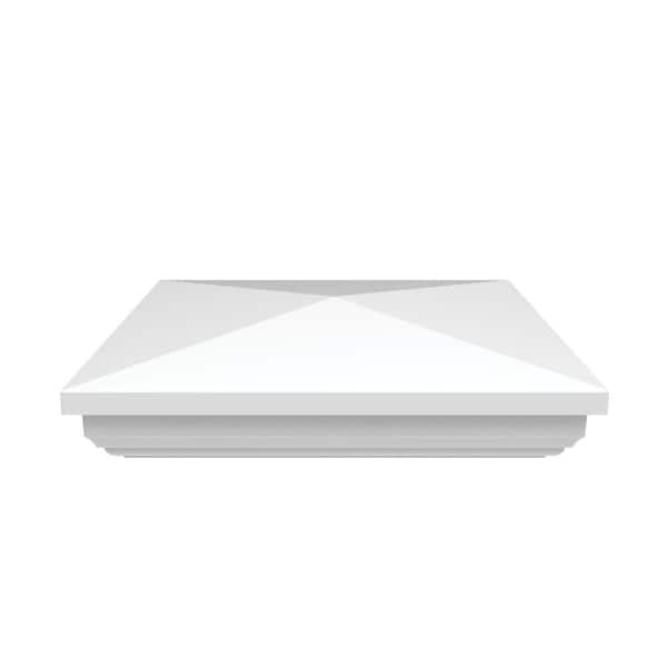 Louvered 6 in. x 6 in. White Vinyl Pyramid Fence Post Top