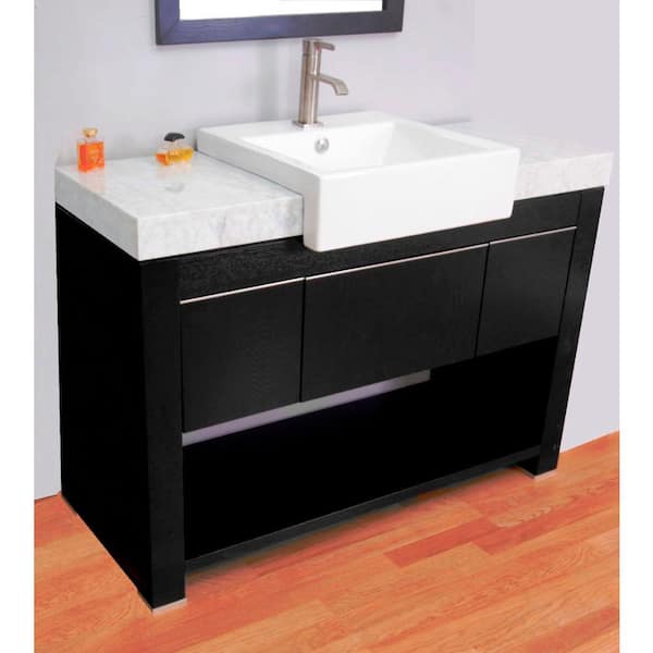 Kinley 48 in. W x 20 in. D x 36 in. H Single Vanity in Black Oak with Marble Vanity Top in White with White Basin