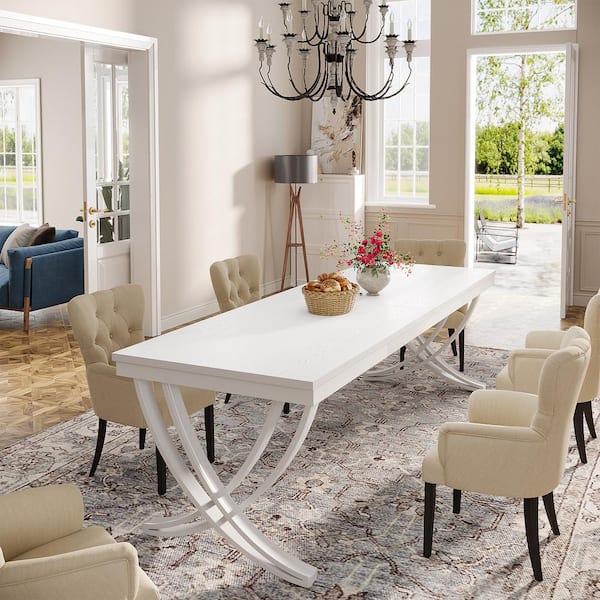 マスターウォール DINING TABLE BYBLIGHT Roesler White Wood 78.7 in. W 4-Legs Rectangle Dining