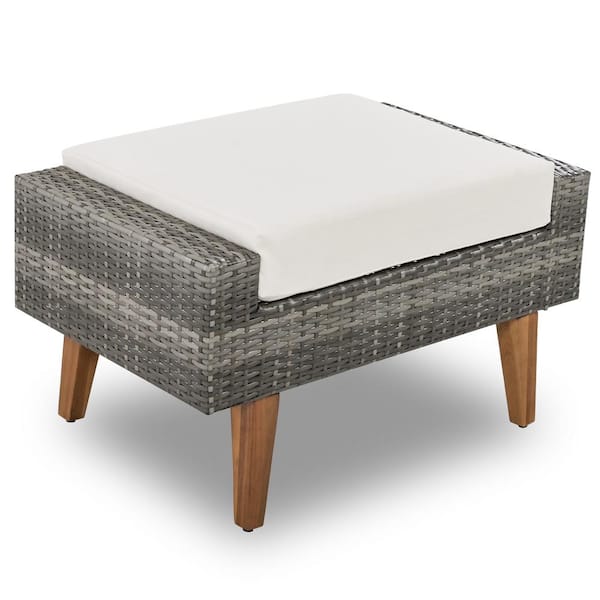 Sudzendf 6-Piece All Weather PE Wicker Outdoor Sectional Set-Gray