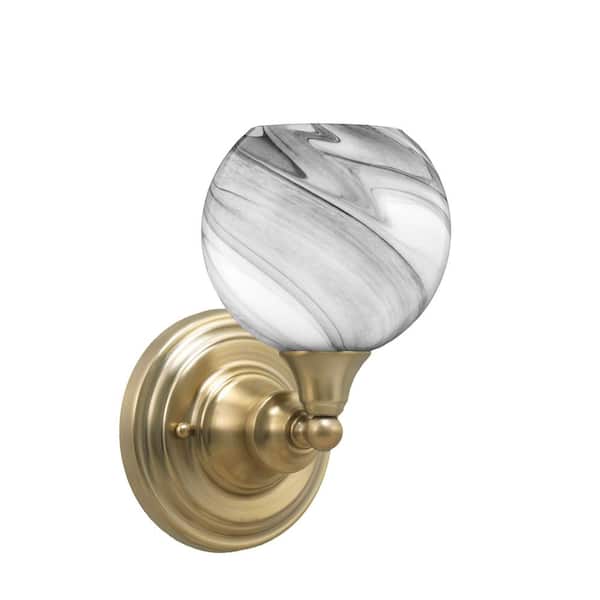 Unbranded Fulton 1 Light New Age Brass Wall Sconce 5.75 in. Onyx Swirl Glass
