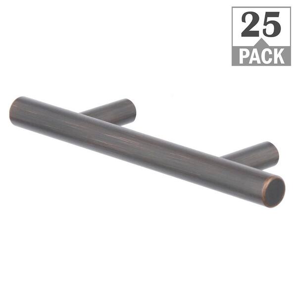 Everbilt Stainless Bar 3 in. (76 mm) Oil Rubbed Bronze Classic Cabinet Pull (25-Pack)