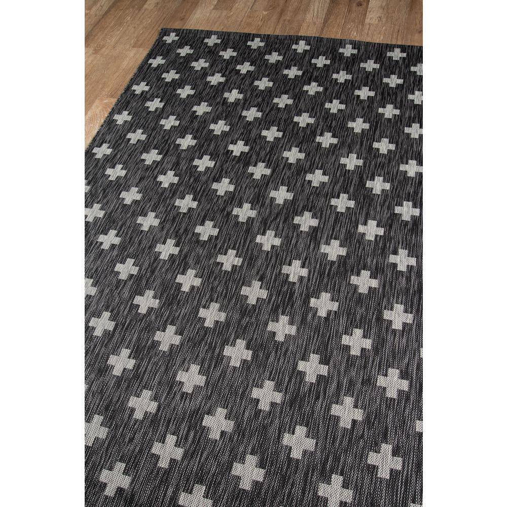 Contemporary Geometric Black Synthetic Runner Rug 2'7" x 7'6"