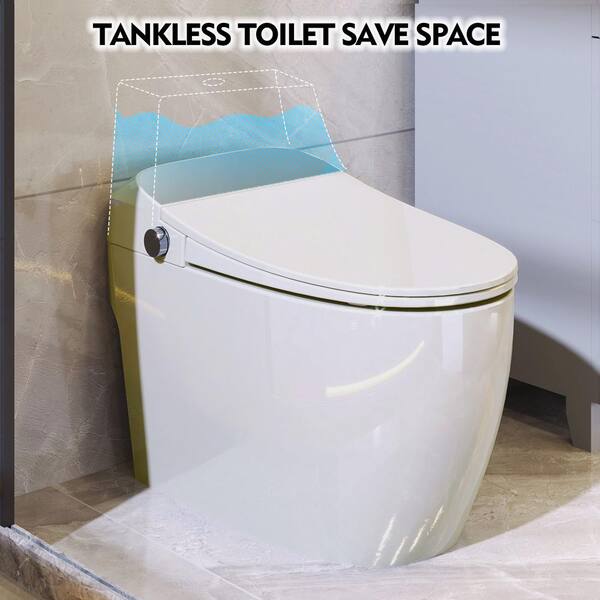 Virubi Heated Seat Smart Elongated 1-Piece Toilet with Foot Sensor, Soft Close, White