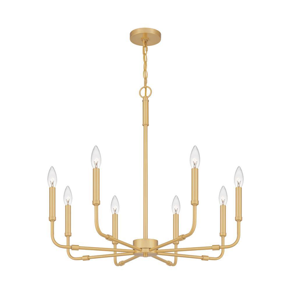 Aged Brass 8-Light Candle Chandelier with Steel Frame