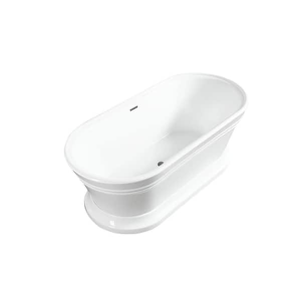 Vanity Art Versailles 67 in. x 31 in. Acrylic Freestanding Soaking Bathtub with Center Drain in White/Brushed Nickel