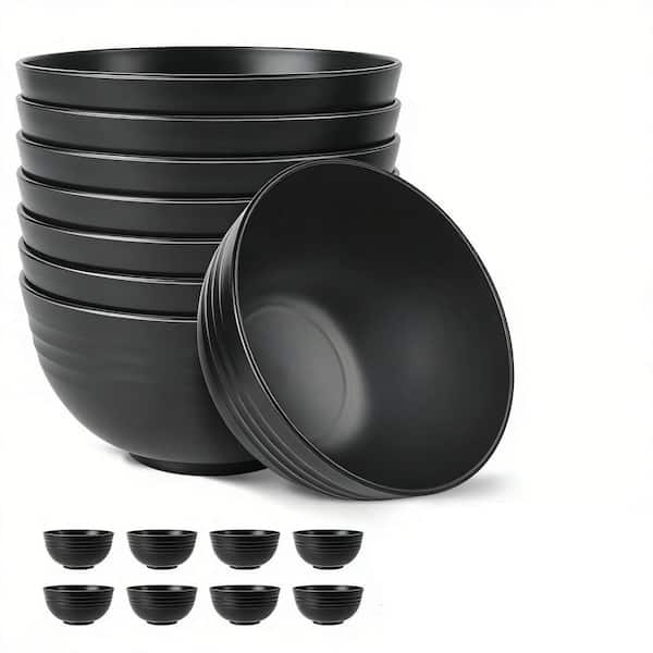 26 fl. oz. Black Unbreakable Wheat Straw Cereal Bowls, Set of 8, BPA Free, Microwave and Dishwasher Safe